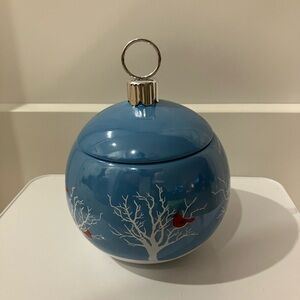 Elegant Blue Holiday Ornament Jar
